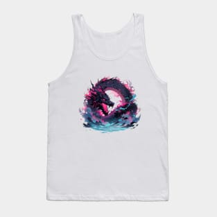 A black dragon with illustration Tank Top